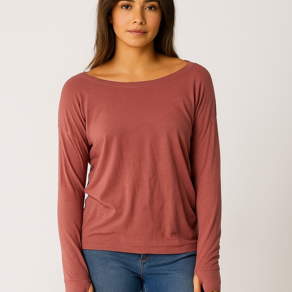 * Thread for Thought Rose Boat Neck Thumbhole Lightweight Sweatshirt Large